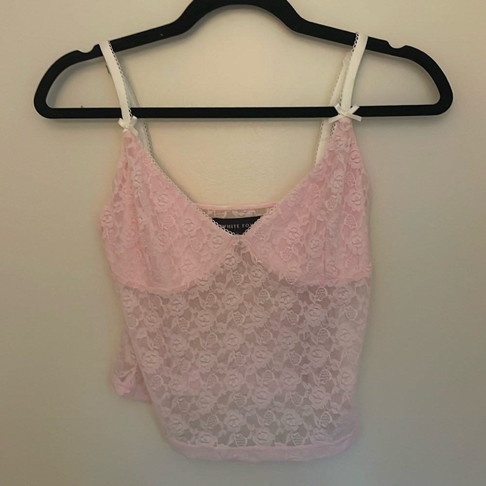 Pink lace going out top